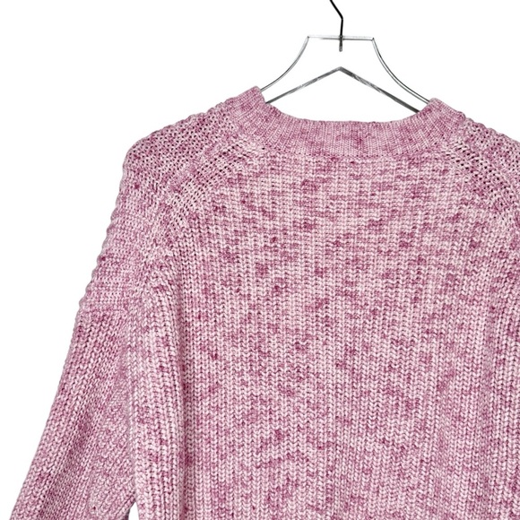 J. Crew Pink Marled Cotton Blend Women’s Chunky Crew Neck Preppy Sweater Sz M - Picture 9 of 11